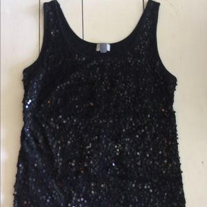 Black sequined tank top